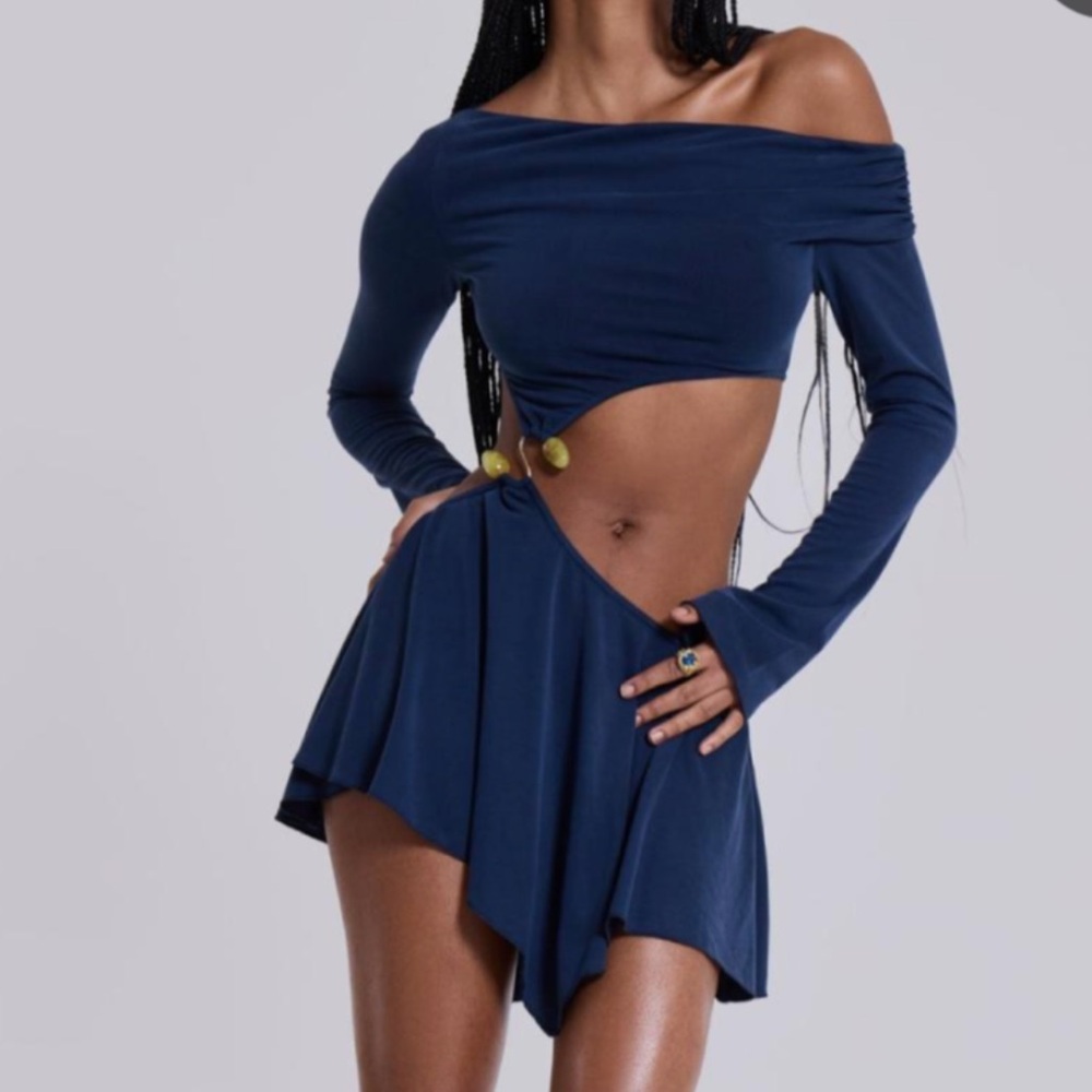 JADED LONDON : Blue Asymmetrical Mini Skater Skirt brand new with tags!